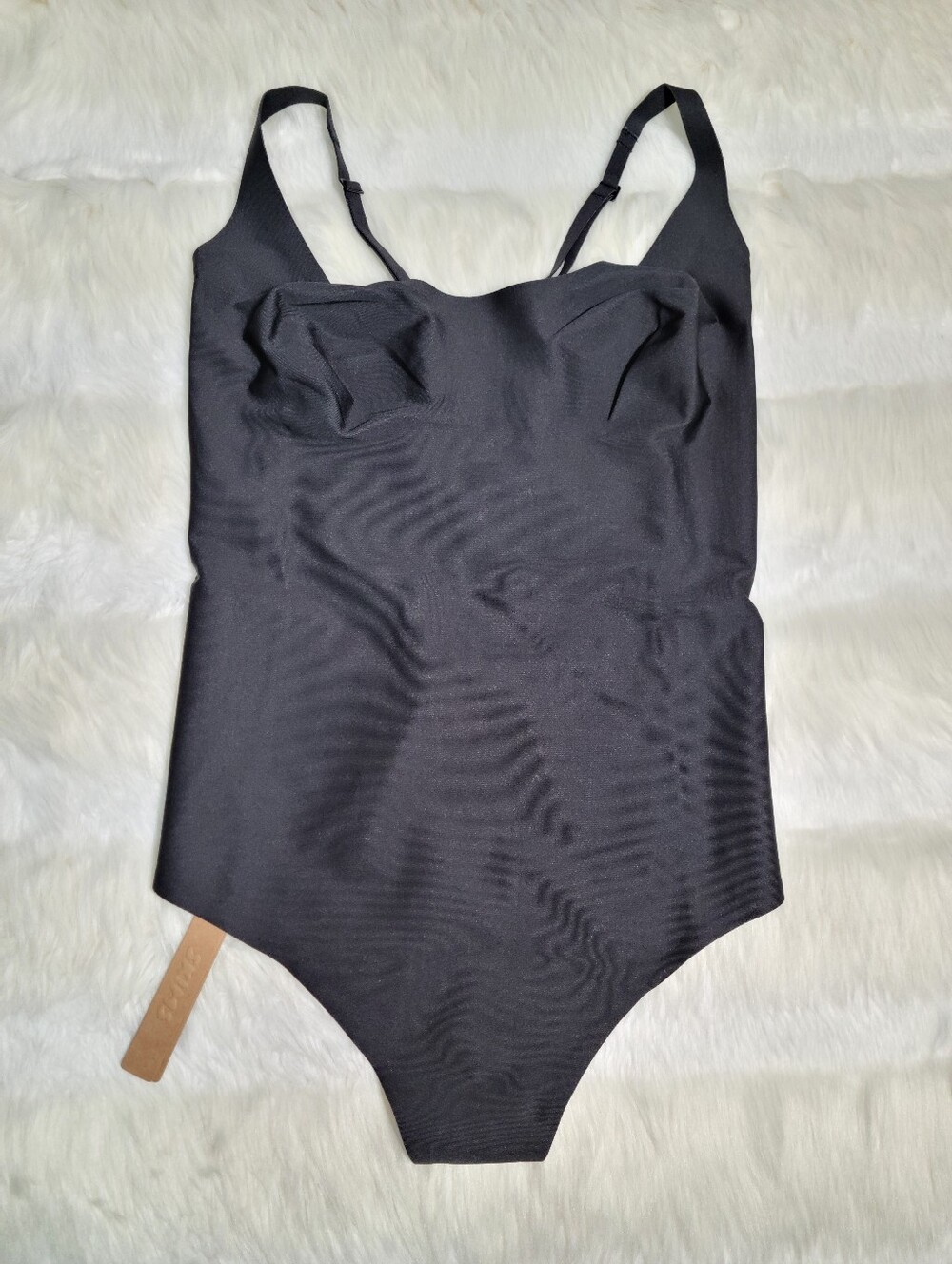 SKIMS Body Scoop Low Back Thong Bodysuit Black Onyx Women Large NEW